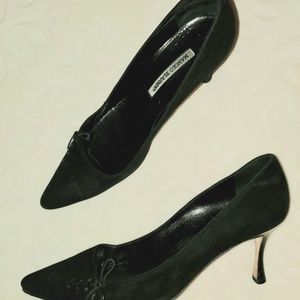 Manolo Blahnik Black Suede Pumps 10M